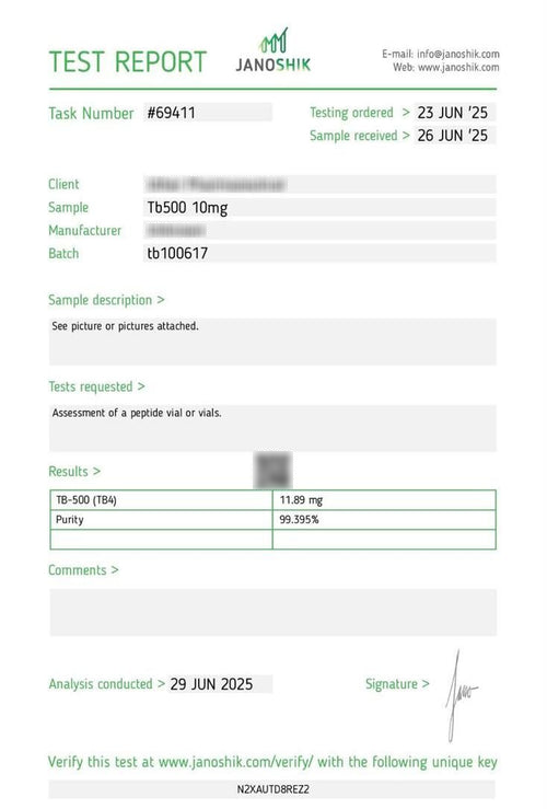 Lab report for TB-500 (10mg)